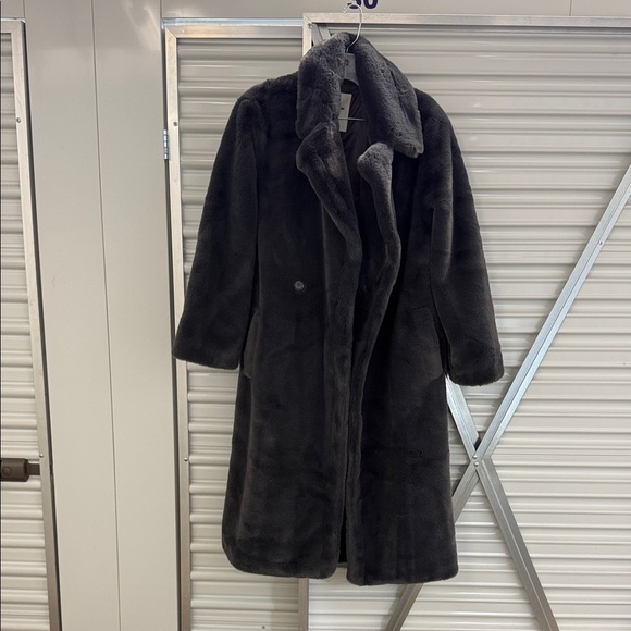 Abercrombie & Fitch Jackets & Blazers - Abercrombie Dark Gray Faux Fur Coat
